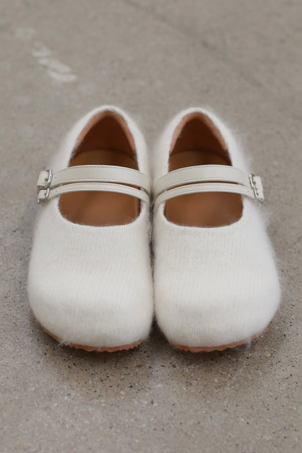 SWAYING 25 Autumn/Winter Cashmere Finish Leather Flats SW-SW25AW4P06C1-BAI White